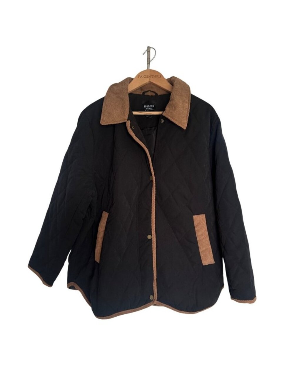Modern Supply Womens XXL Black Barn Coat Brown Corduroy Collar Chore